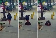 Mujer que miraba el celular cayó a alcantarilla en Río de Janeiro, Brasil (+Video)