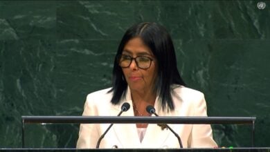 La presidenta de Venezuela, Delcy Rodríguez, inicia su discurso ante la ONU