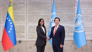 Presidenta Delcy Rodríguez llega a la sede de la FAO en Roma