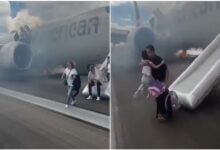 Avión de American Airlines se incendia en aeropuerto de Denver